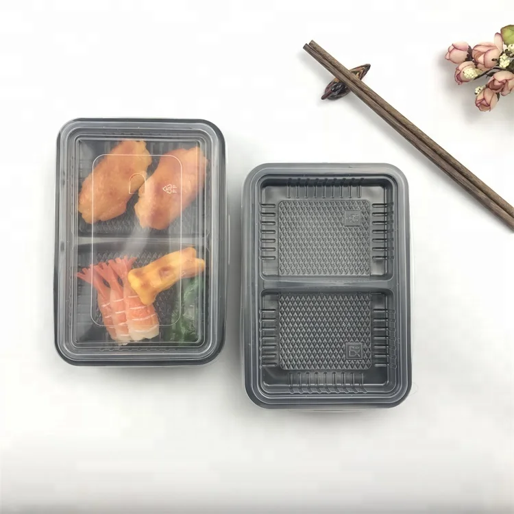 High Quality Plastic Disposable Lunch Box 2 Compartment Microwave Hot Food Container