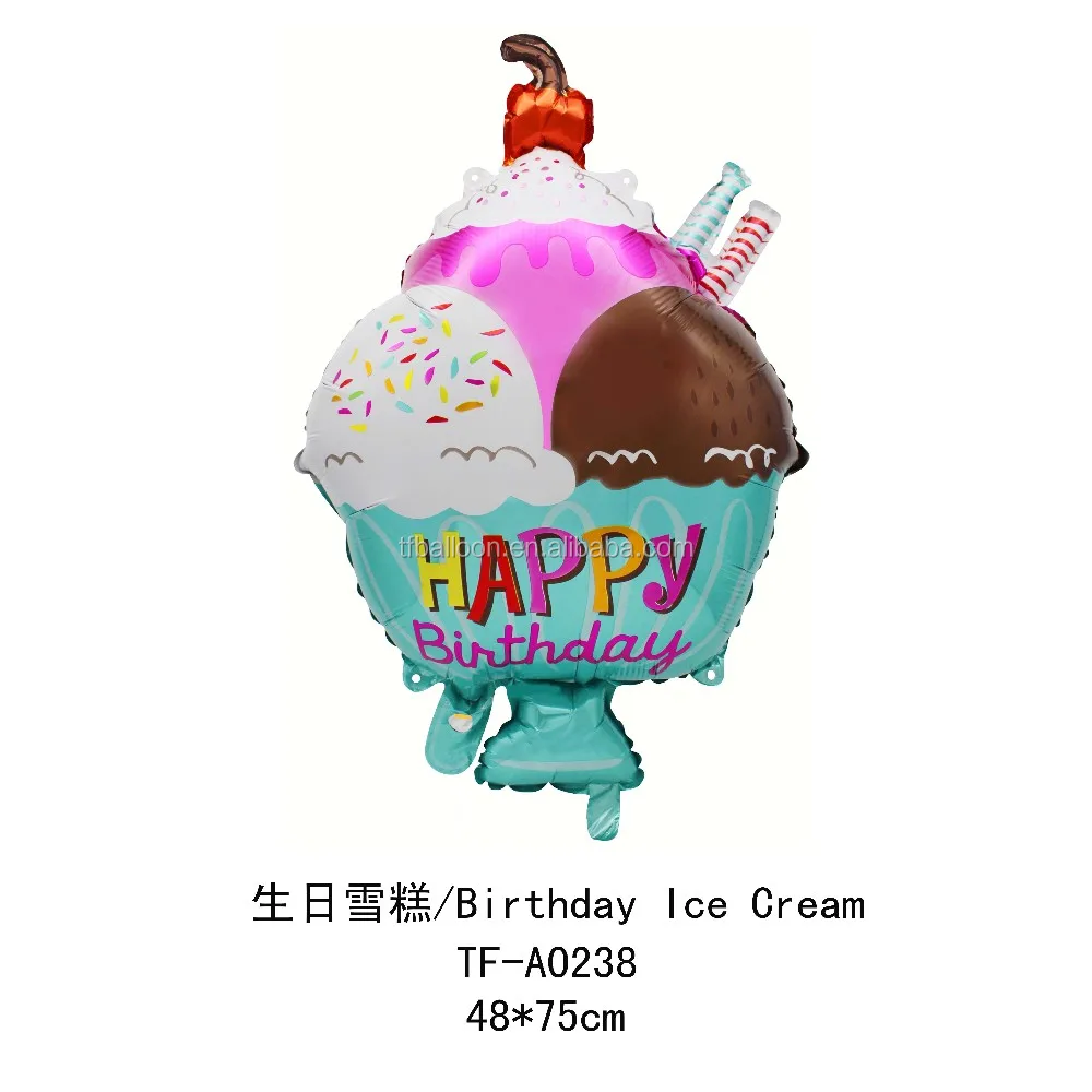 TF ice cream con balloon happy birthday jumbo helium ballons kids favor toy good for photo