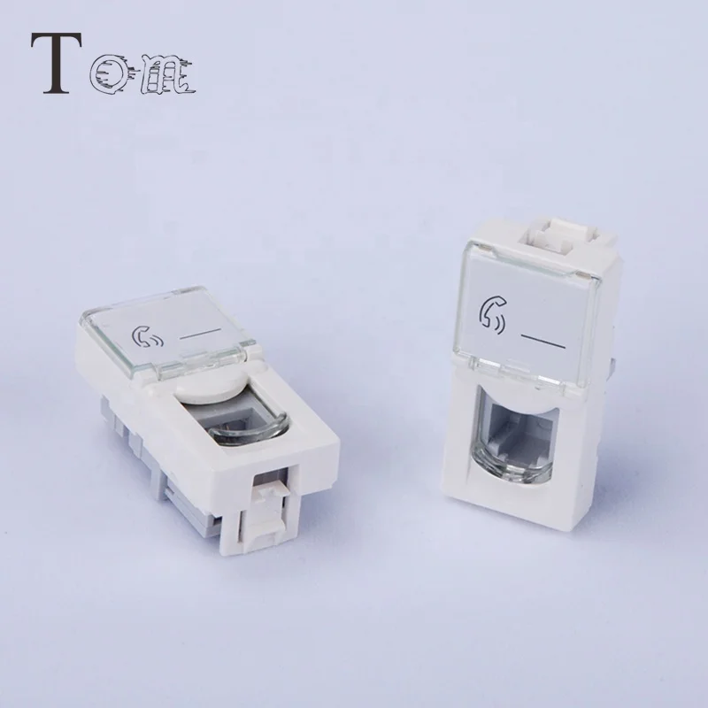 TOM-KJ-L-2 22.5*45mm French  RJ11 telecom communication toolless Legrand type cat3 keystone jack socket module