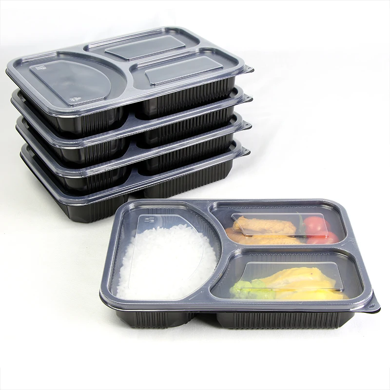 BPA Free Food Grade 3 Compartment Disposable Food Container Bento Lunch Box