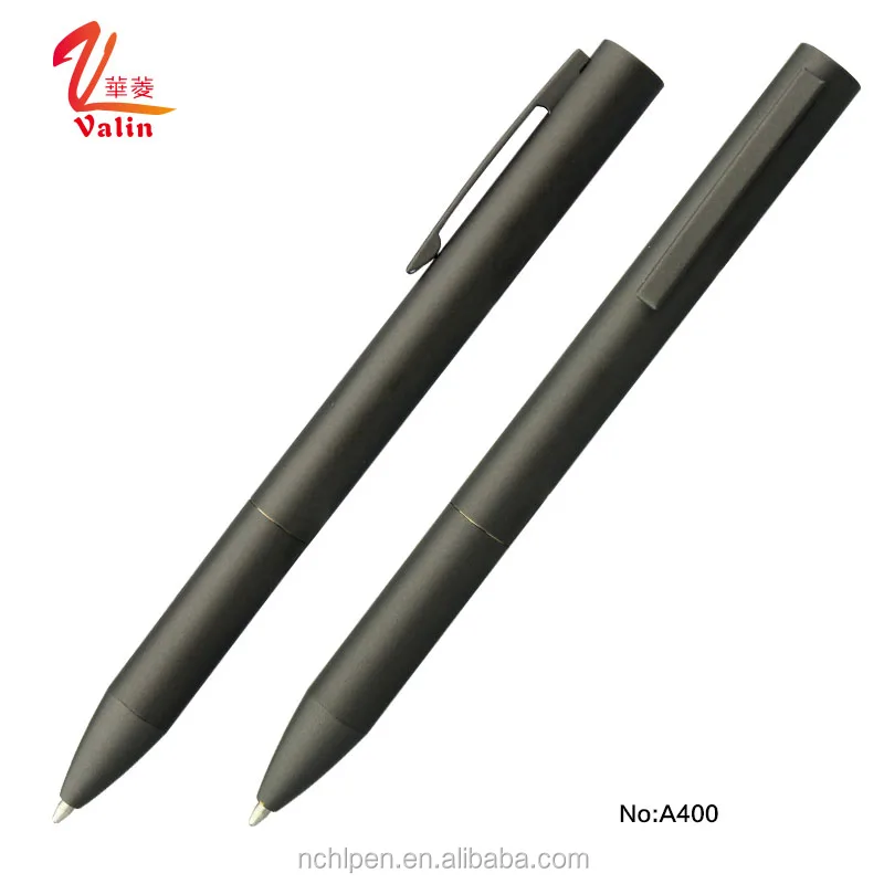 New good quality dark grey color print company logo metal ballpoint pen with gift box