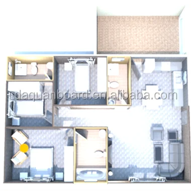 130m2 3 bedrooms 3 bathrooms 1 livingroom with garage prefabricated house