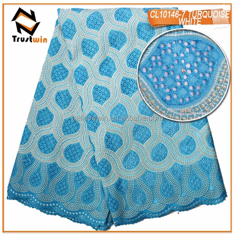 trustwin best selling good quality african swiss voile lace in sky blue
