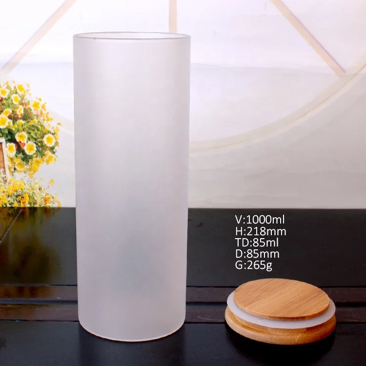 
1000ml glass jar with bamboo wood lid for rice flour food storage 