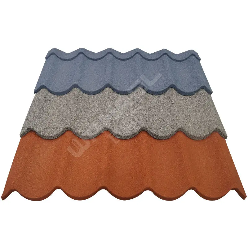 Thatch Roof Anti-Fading 50-Year Lifespan Wanael Modern Curved Galvanized Metal Stone Coated Polymer Sand Roof Tile