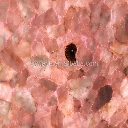 Luxury Customized Gemstone Crystal Natural Rose Quartz Stone Countertop