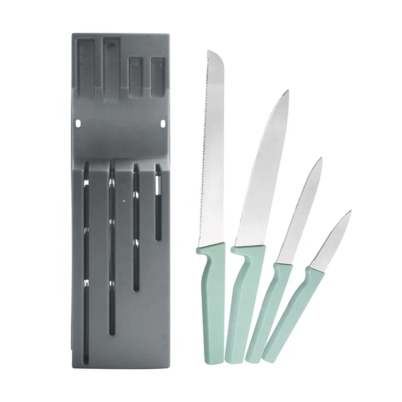 Manufacturer 4 Pcs Stainless Steel Chef Knife Bread Utility Fruit Kitchen Knives Kitchen Cutlery Set with Block
