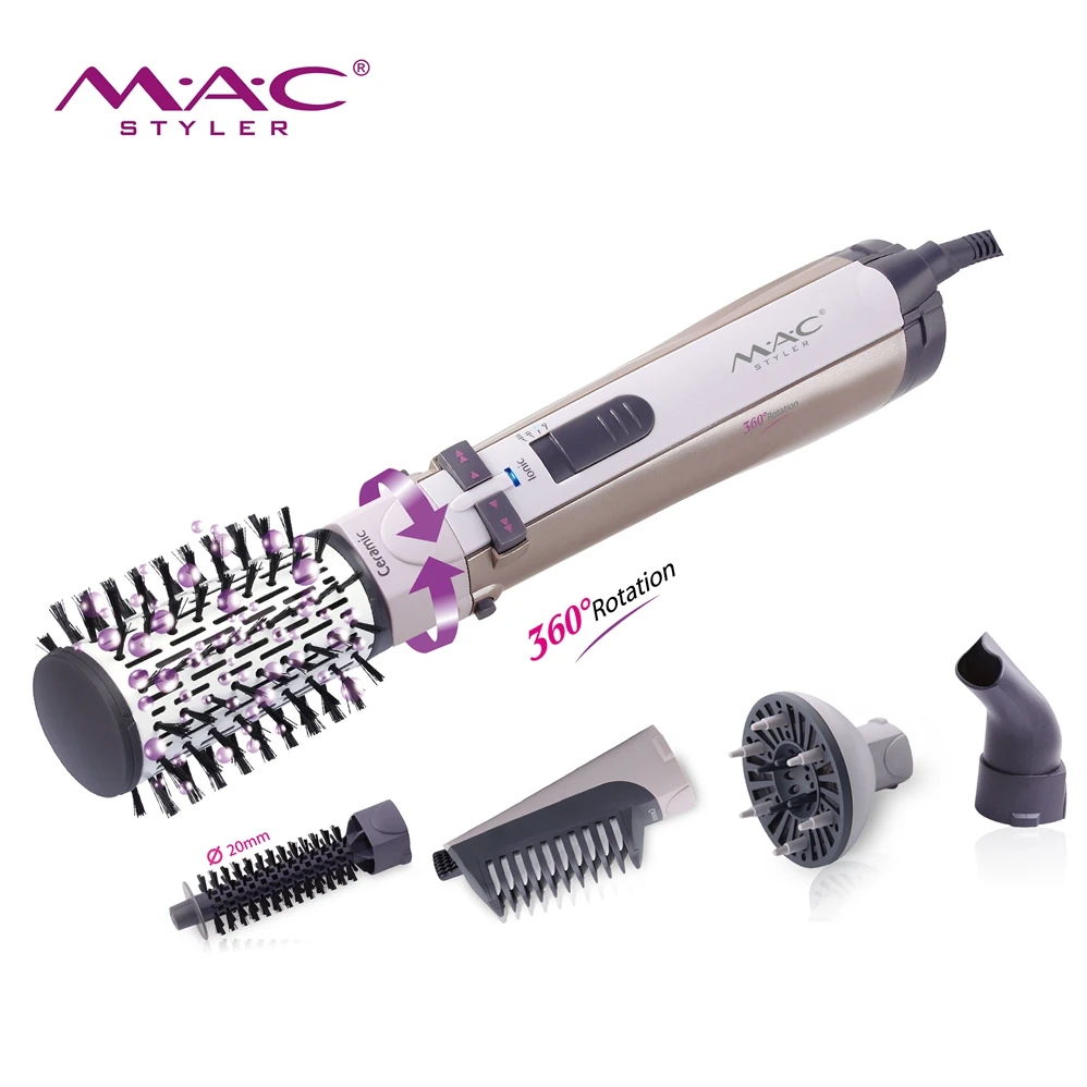 comb brush 360 rotating heat drying hair  professional  ceramic rotary straightening brush
