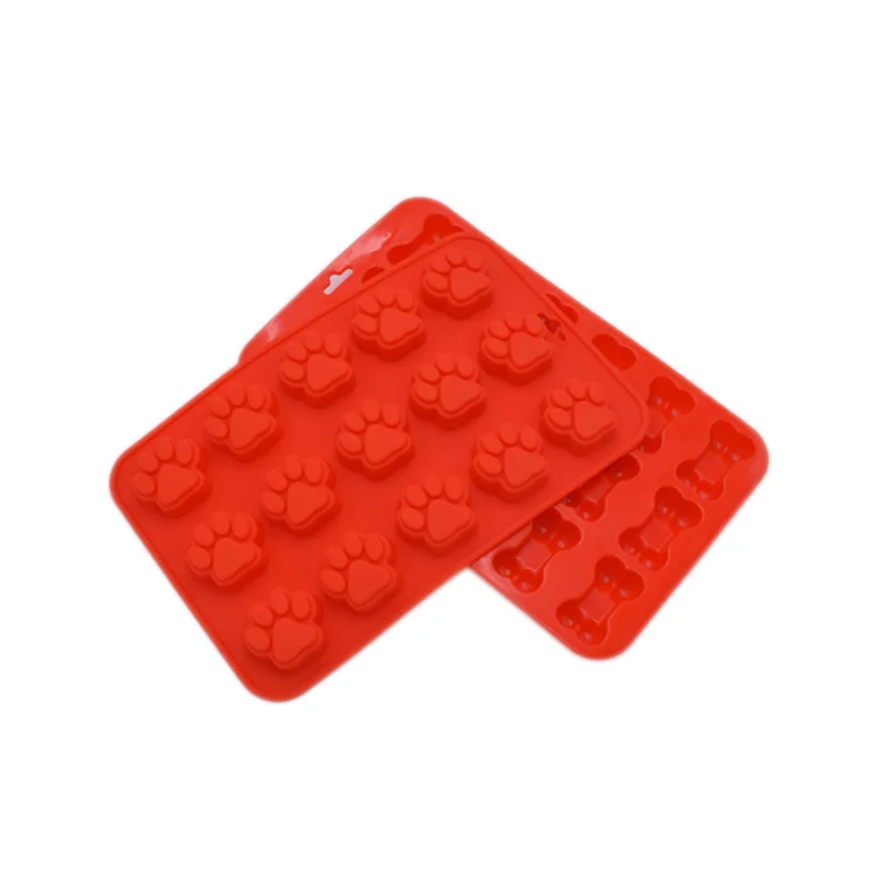 Food grade puppy pet treat mold dog bone shape silicone ice cube tray Silicone bone paws baking mold