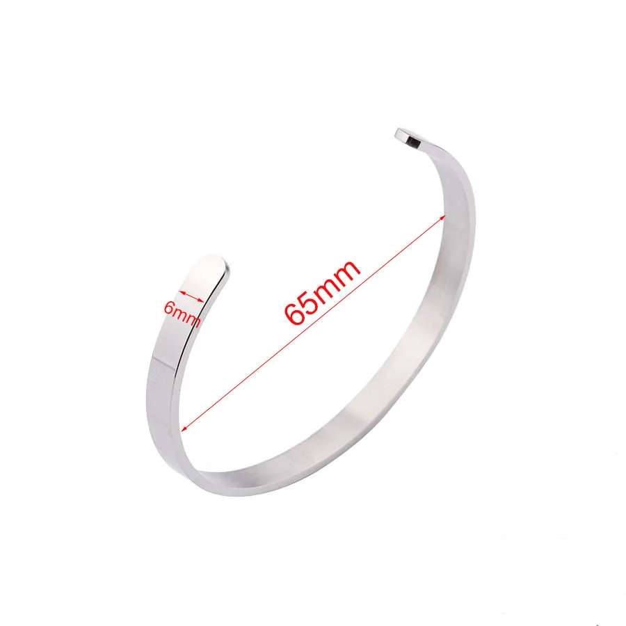 Dia 65mm 1.8mm Thickness 6mm Width Inner Stainless Steel Bangle C Shape DIY Blank Cuff Bangle