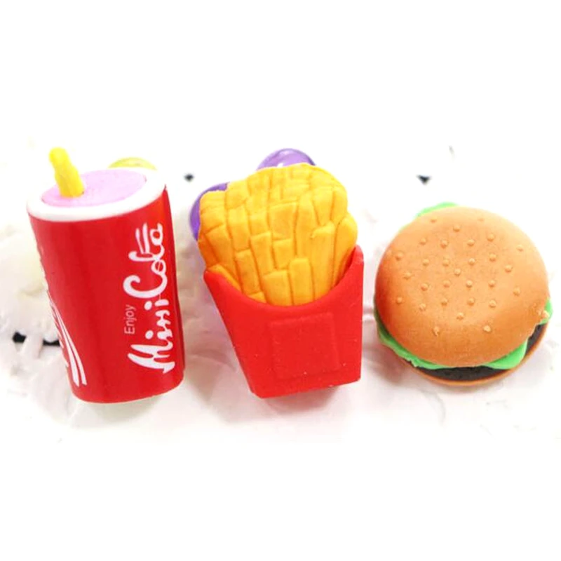 
Yiwu Supplier New Type Food Eraser Hamburg heat slices Eraser 