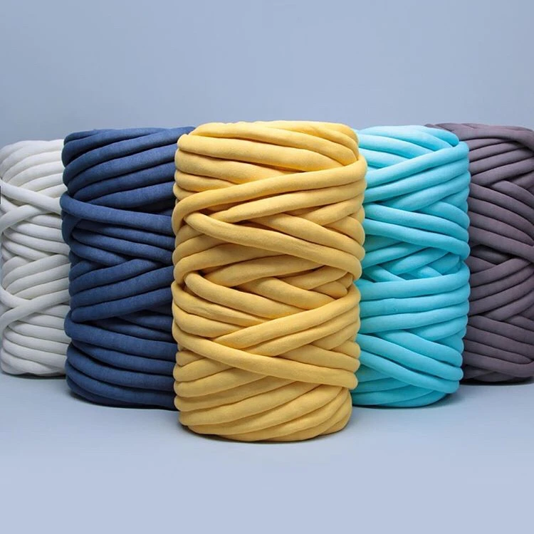 Lq Seamless Machine Yarn Colorful Ready Stock 100% Cotton Washable Hollow Fiber Filled Tube Braid Hand Knitting 100% Polyester