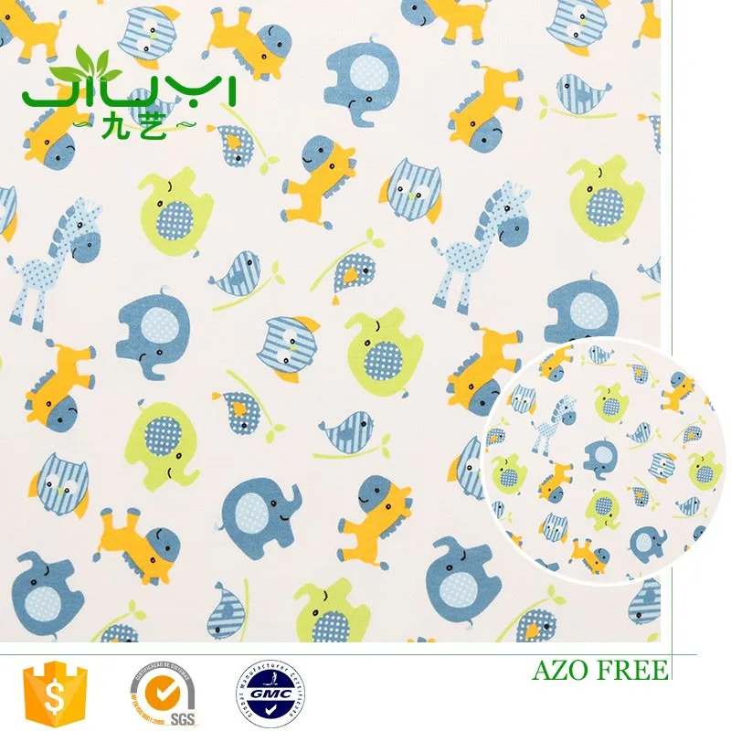 Wholesale 100% cotton interlock cheap custom elephant animal pictures print baby wear fabric