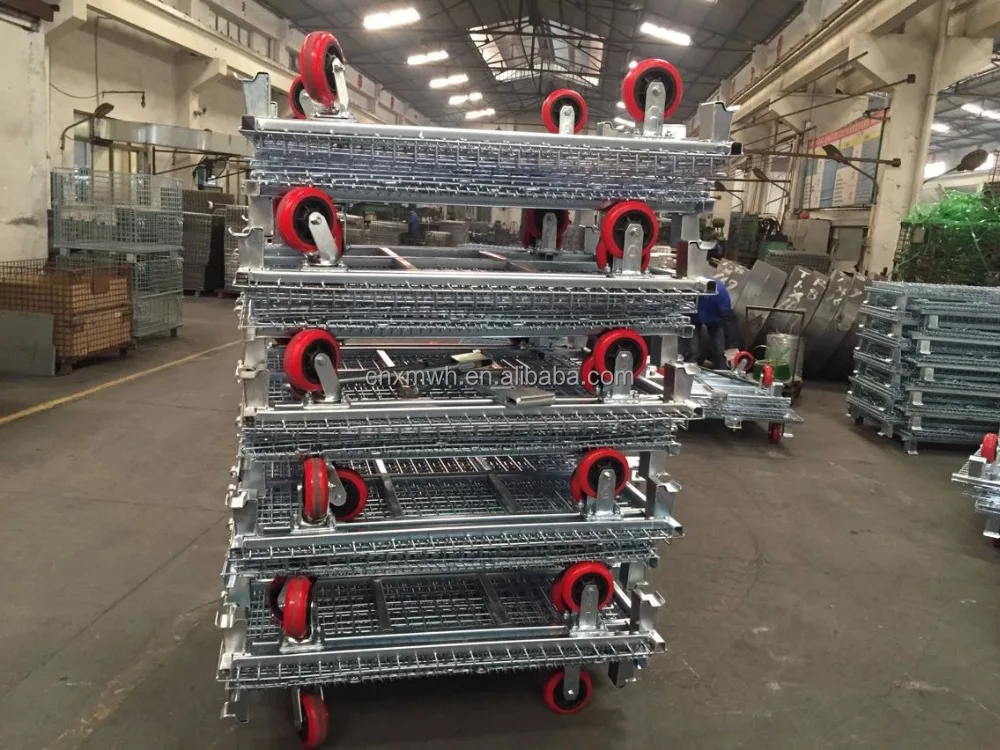 Поддон, Металлический Стальной Оцинкованный Складной Сетчатый Контейнер с колесами