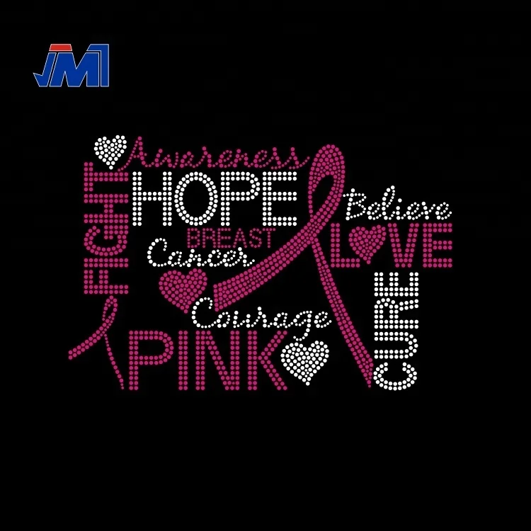 Breast Cancer Awareness iron on Rhinestone transfer design
