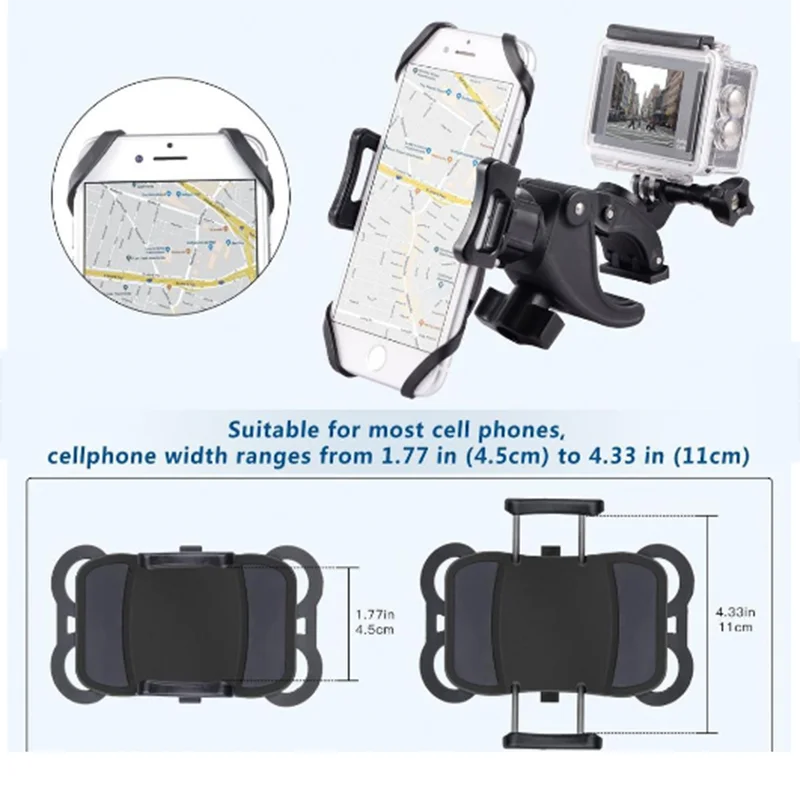 
2021 OBSHI Universal Motorcycle Bike Bicycle Handlebar Mount Holder Mobile Cell Phone Bike Holder For camera With Silicone 