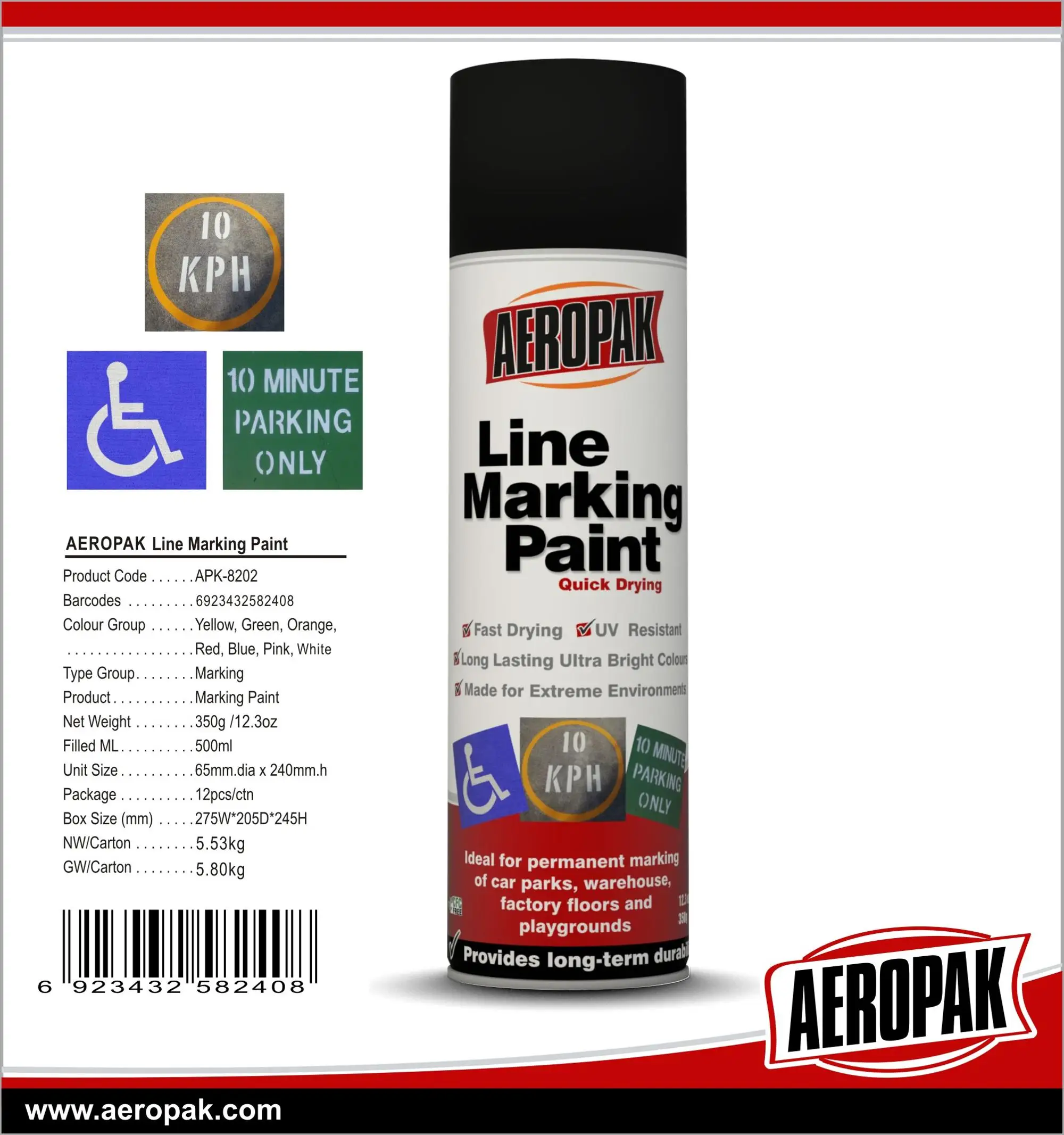 Aeropak 500 ml Line Marking paint Road Marking Survey Marking