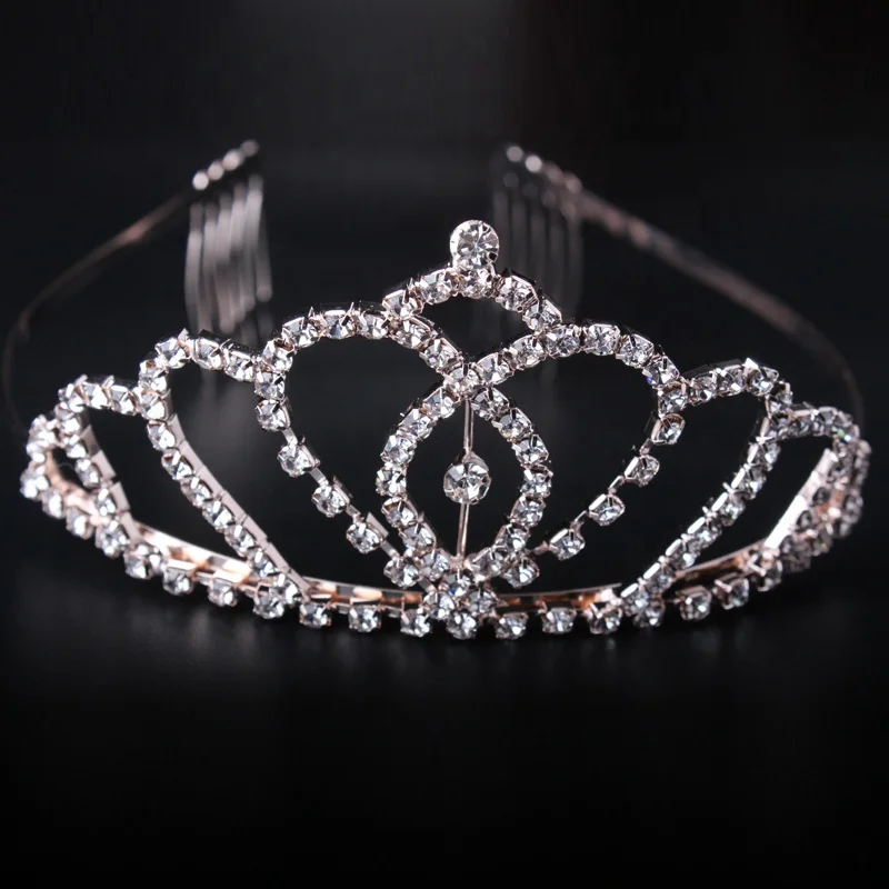 Fashion Rose Gold tiara Adult women Rhinestone Crown with Comb Beauty Party Wedding Accessories