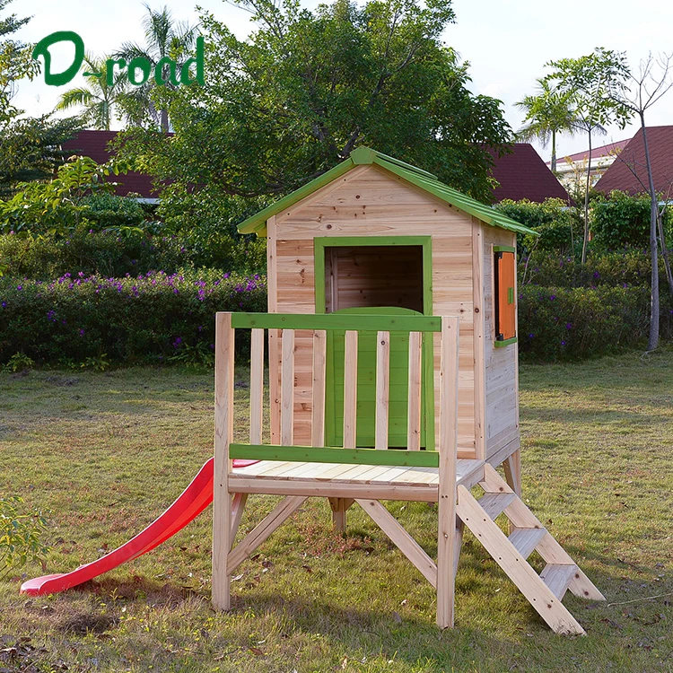 Children Wooden Play House with Ladder and slide