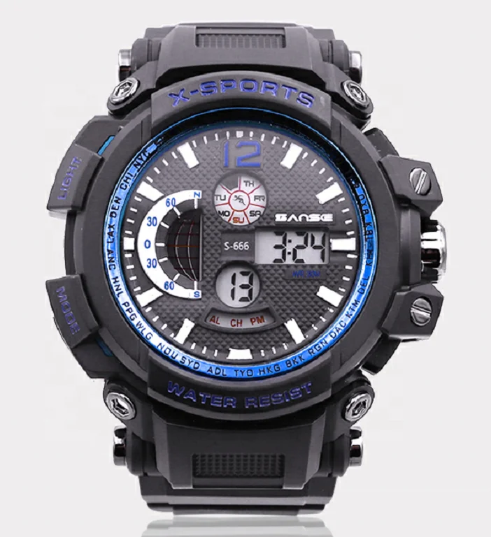 sanse S-666 reloj digital waterproof 30meters stopwatch men sport custom digital watch