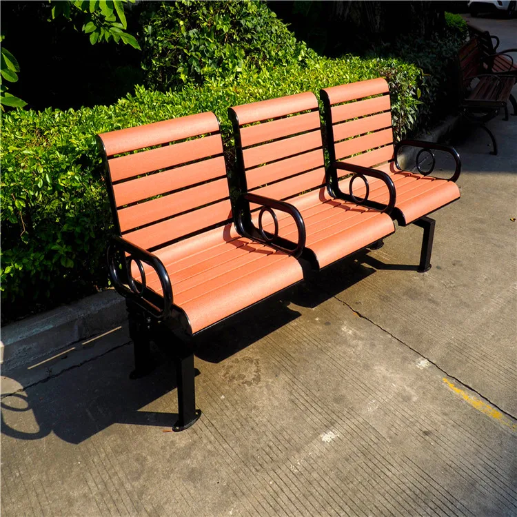  Wooden church 3 seats plastic slats bench park outdoor garden long chair modern furniture manufacturer