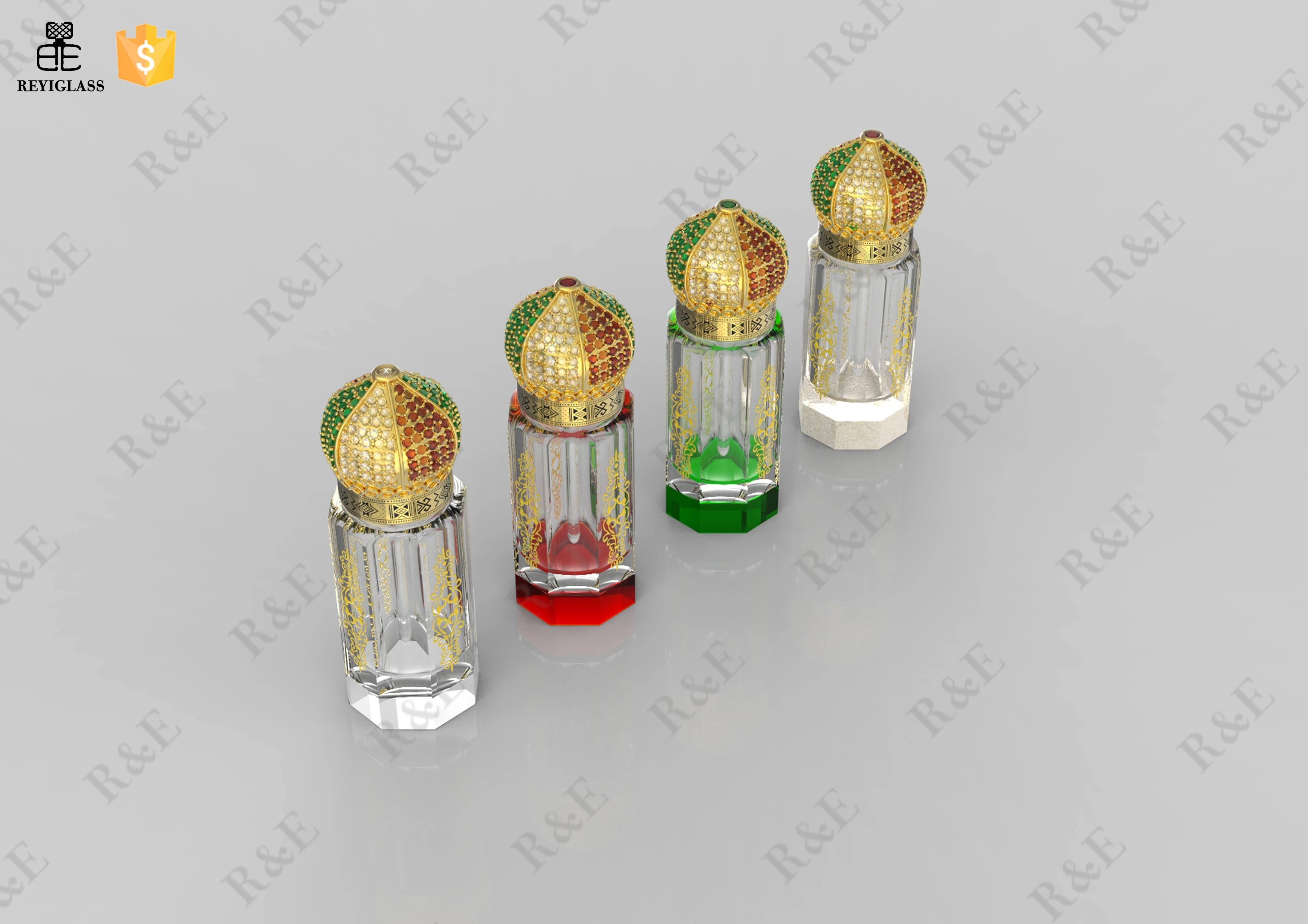 2021 Arabic glass attar bottles with handmade luxury jewelry caps
