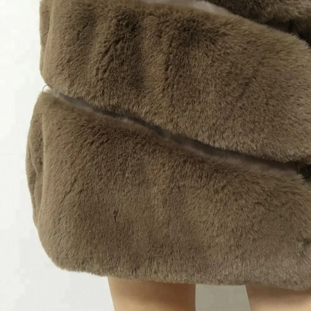 
Women long coat with cap high quality colored fur vest 