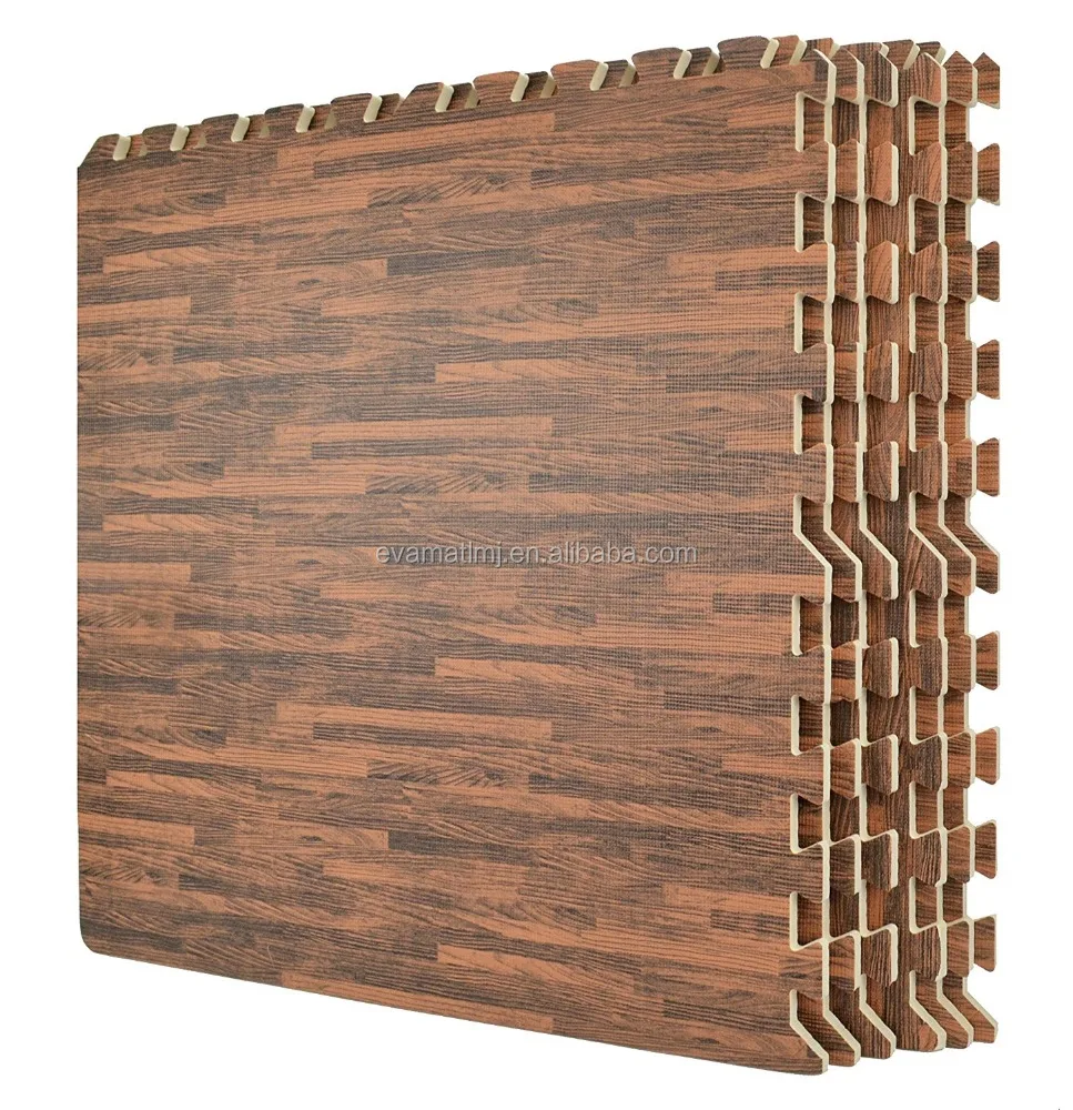
18Pcs Foam Exercise Floor Mats light wood color 30x30 
