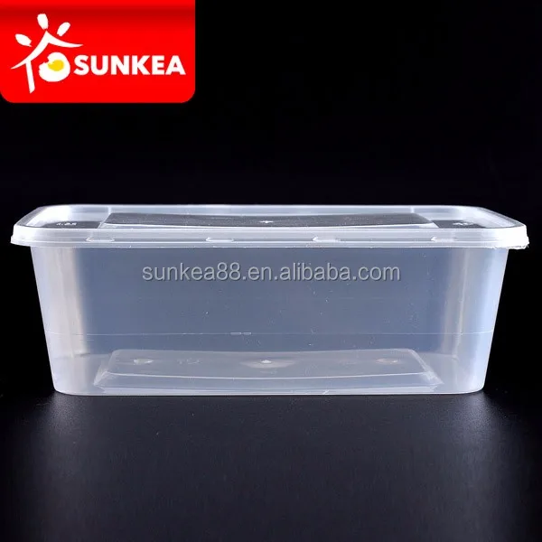 1000ml clear rectangular food plastic container and lid