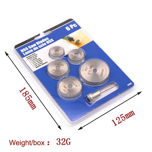 Mini HSS Circular Saw Blades Set of 7pcs Dremel Fordom Electrical Grinding Machine Rotary Tool for Cutting Steel alloy and Brass