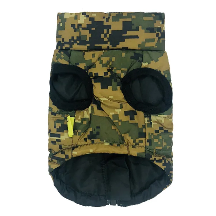 Pet camouflage cold weather Jacket dog winter vest coat with zipper and leash ring