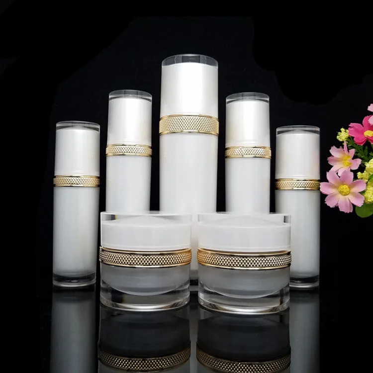 
Custom logos new design white empty cosmetic plastic acrylic cream jar & spray bottle for skin care packaging 