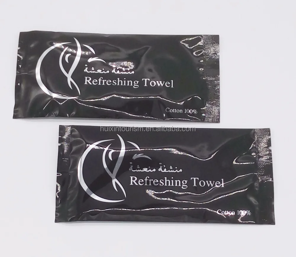 Restaurant disposable cotton wet towel with sachet package