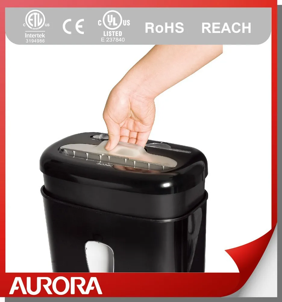Aurora AS800CD Plastic Paper Shredder, 8 sheet (A4) Cross cut 5x47 mm,Light Duty Shredding machine for Home & Office