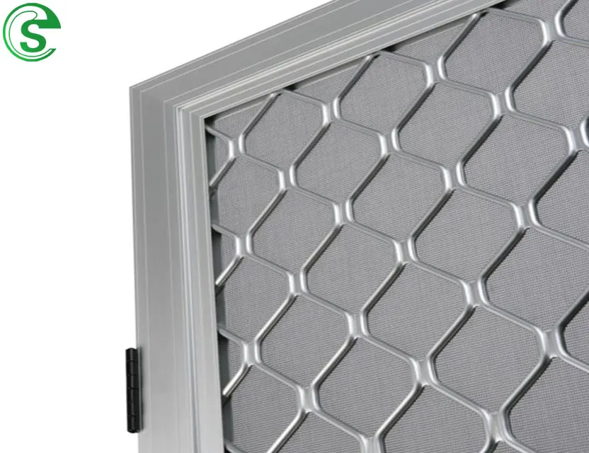 Diamond patterned aluminum mesh grille security doors and windows