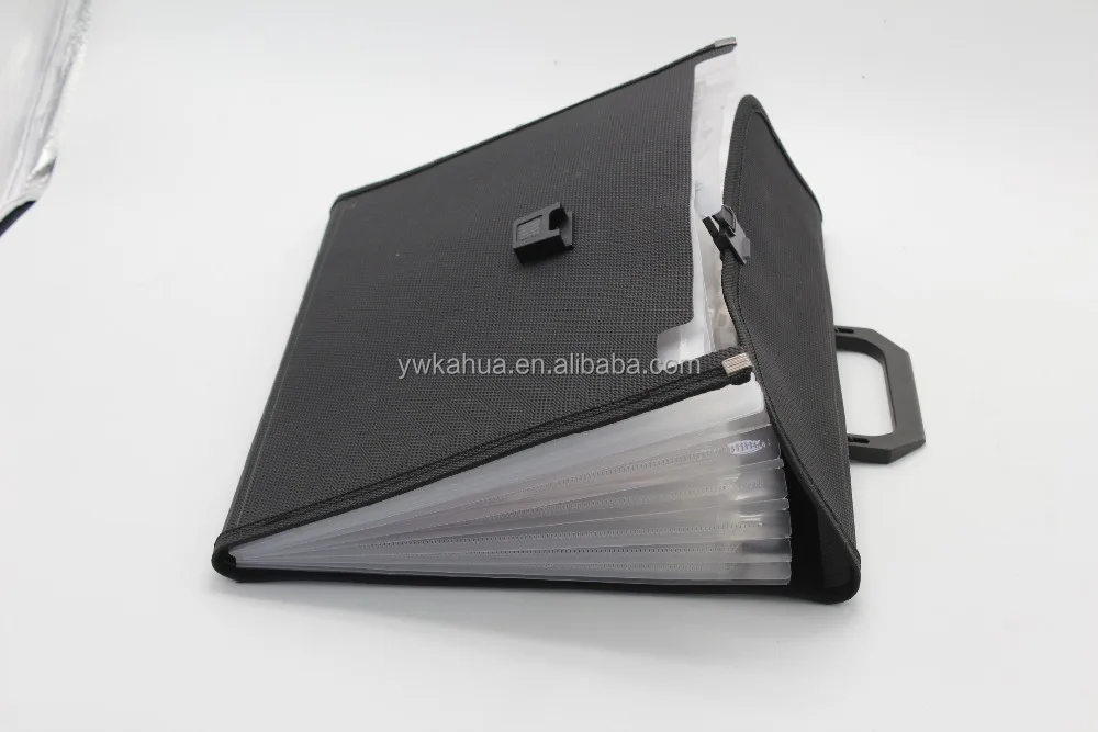 Office stationary 13 pockets expanding plastic file bag A4 PP clip document bag folder