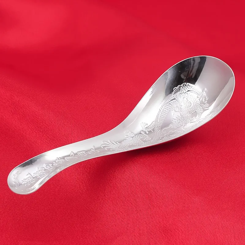 xs083 990 Dragon phoenix dependent spoon 990 silver spoon fine silver spoon