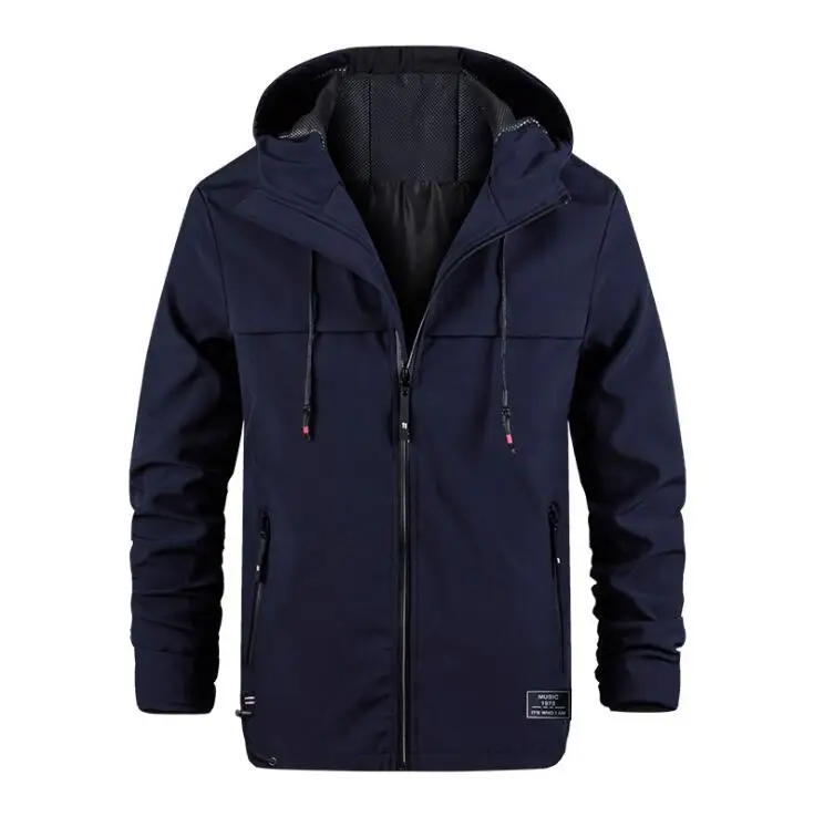 Изготовленная на заказ Водонепроницаемая флисовая Мужская зимняя ветровка на молнии большого размера куртка с капюшоном