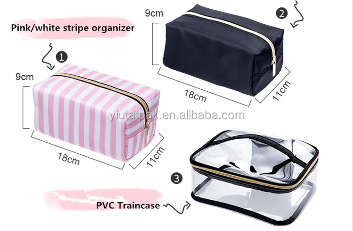 3pcs Set Clear Transparent Zipper PVC Makeup Cosmetic Bag Travel Makeup Storage Organizer Bag