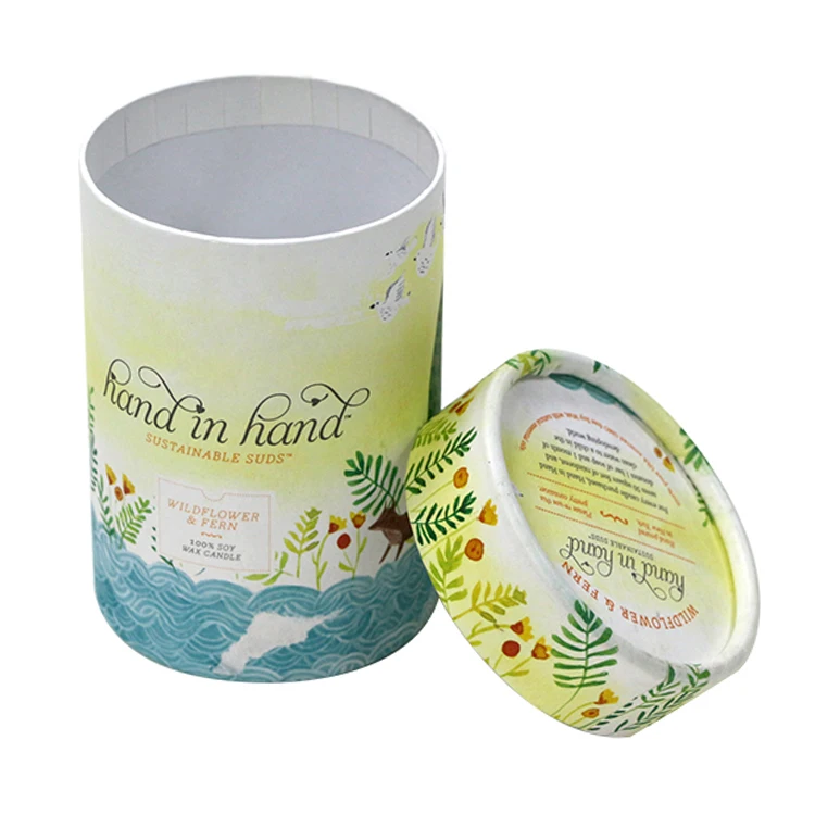 Beauty Color Printing Paper Gift Round Tea Box  with Hot Stamping  Cylinder Tube Gift paper packaging Box paper box with handle