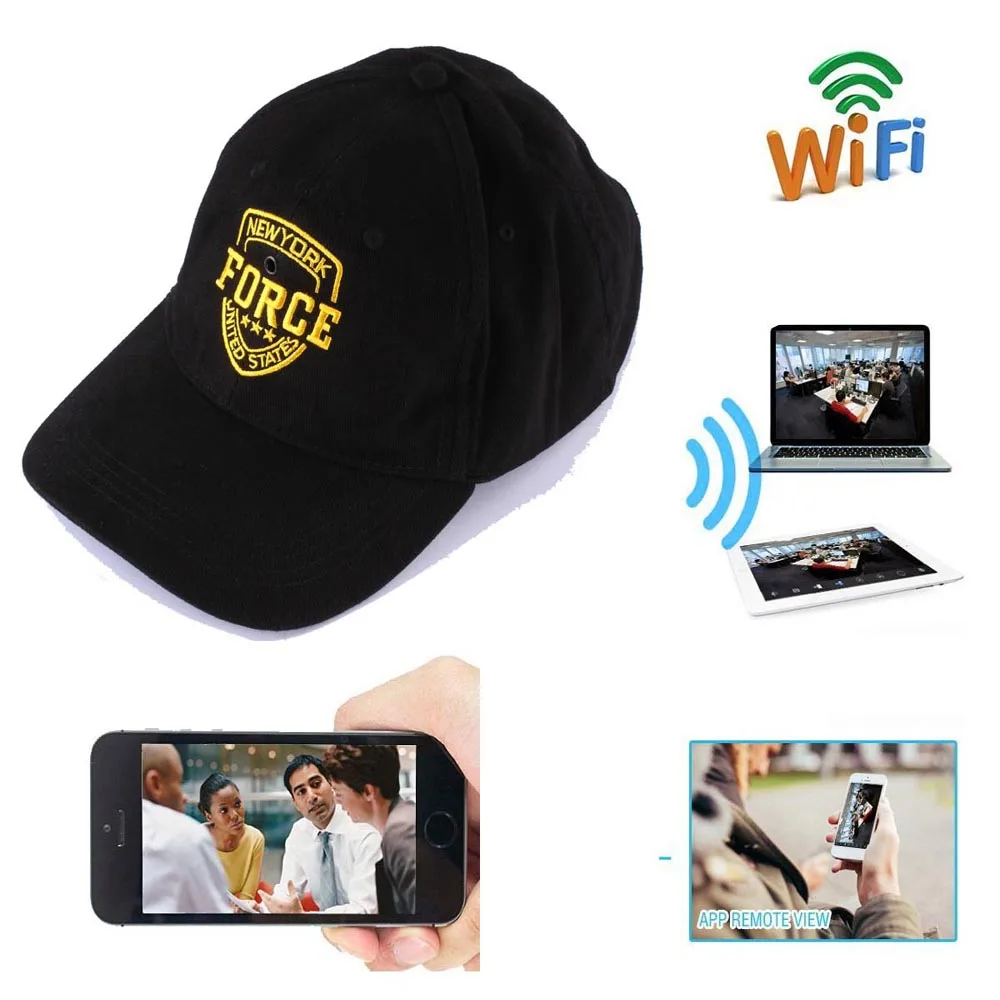1280*720P HD Wearable WIFI Camcorder Hat Camera Hidden cap Portable DV wireless Wearable IP P2P DVR Cam PQ235