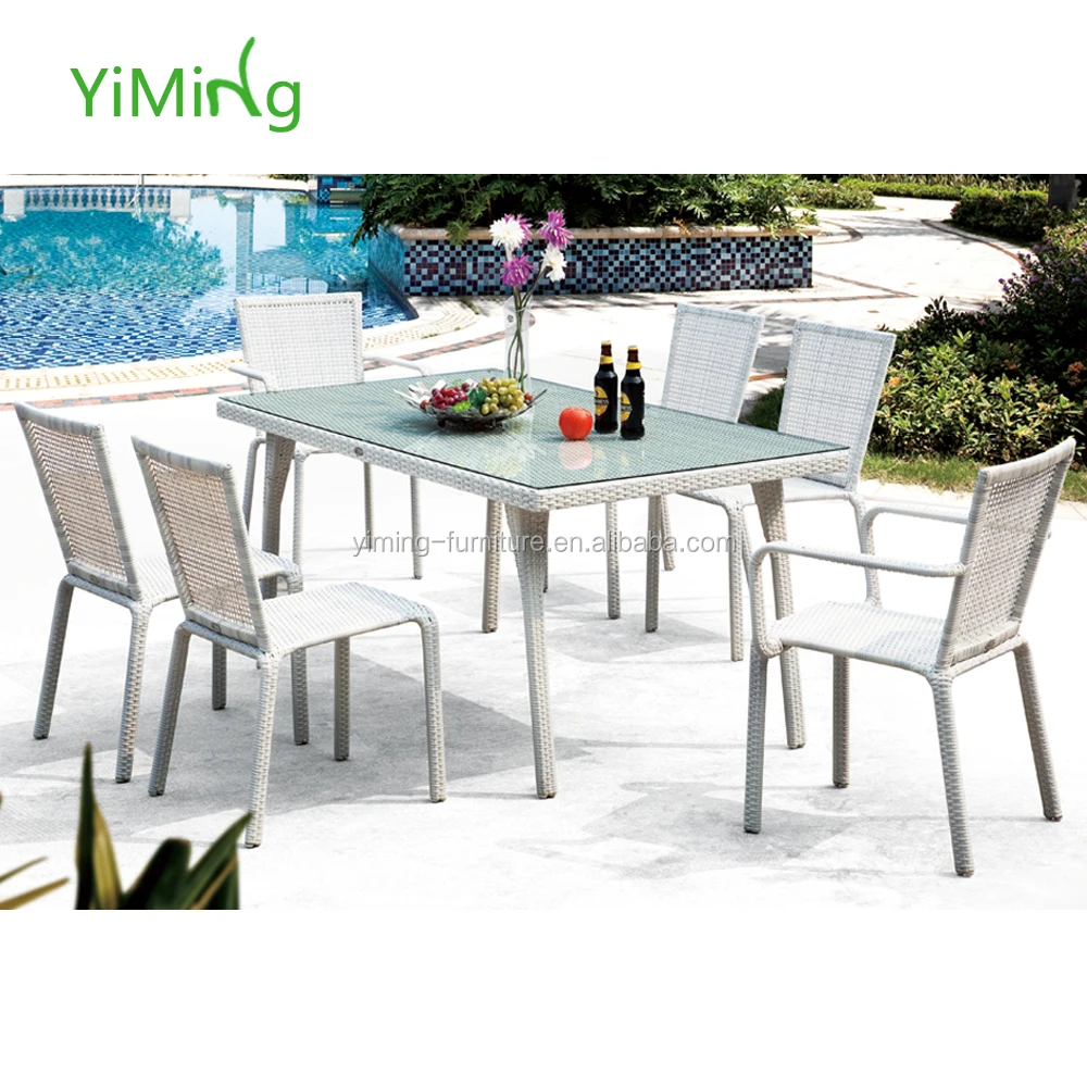Further 2015 White PE Rattan classic dining room furniture Garden wicker furniture