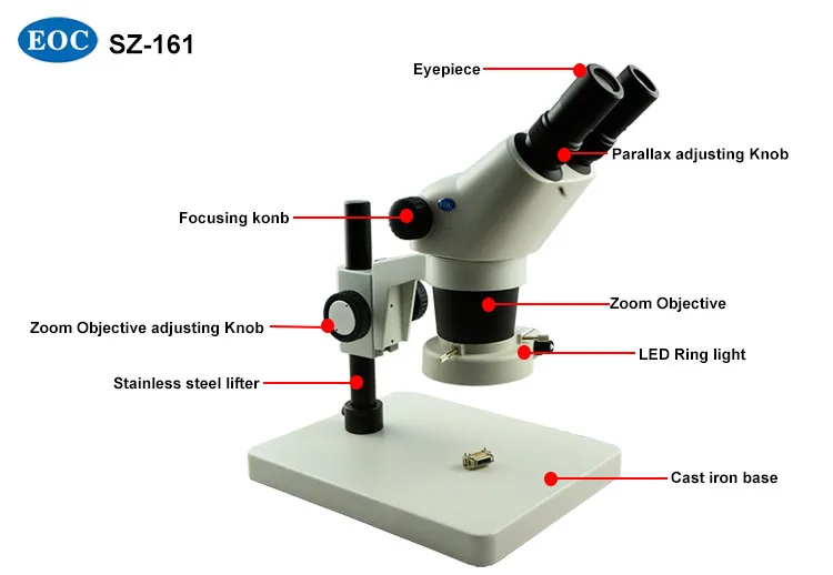 Pole Stand 8x-50x Zoom Stereo Binocular Microscope