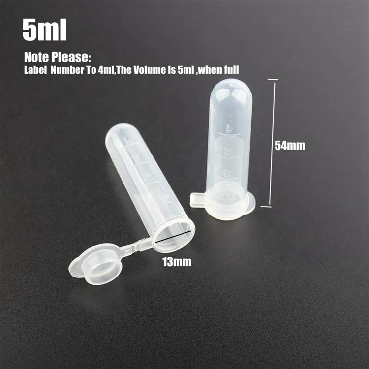 Disposable Plastic 300PCS/Bag Micro Centrifuge Tube 5ml with Lid