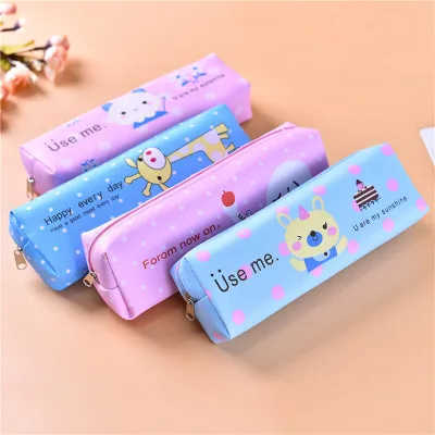 
2019 new cartoon cute animal print boys and girls school pencil pouches 