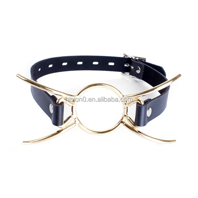 Metal Gold Spider Gag Bondage Mouth Restraint Gag with Adjustable Leather Belt