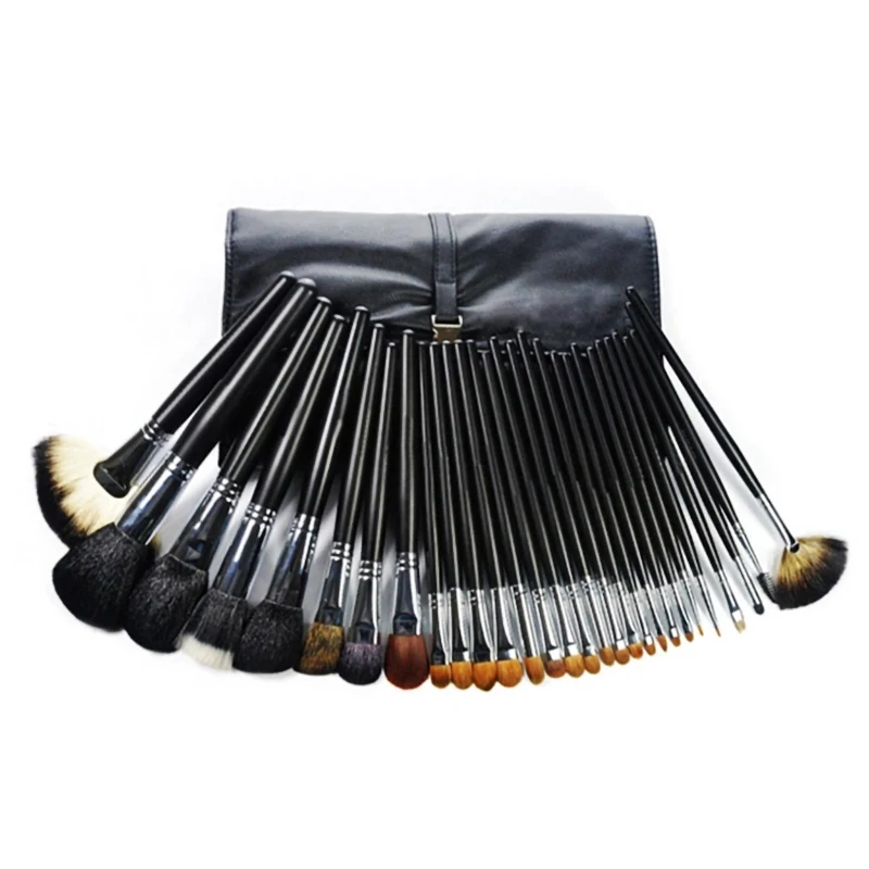 30 Pcs Premium Synthetic Foundation Blending Makeup Brush Set with Leather Travel case