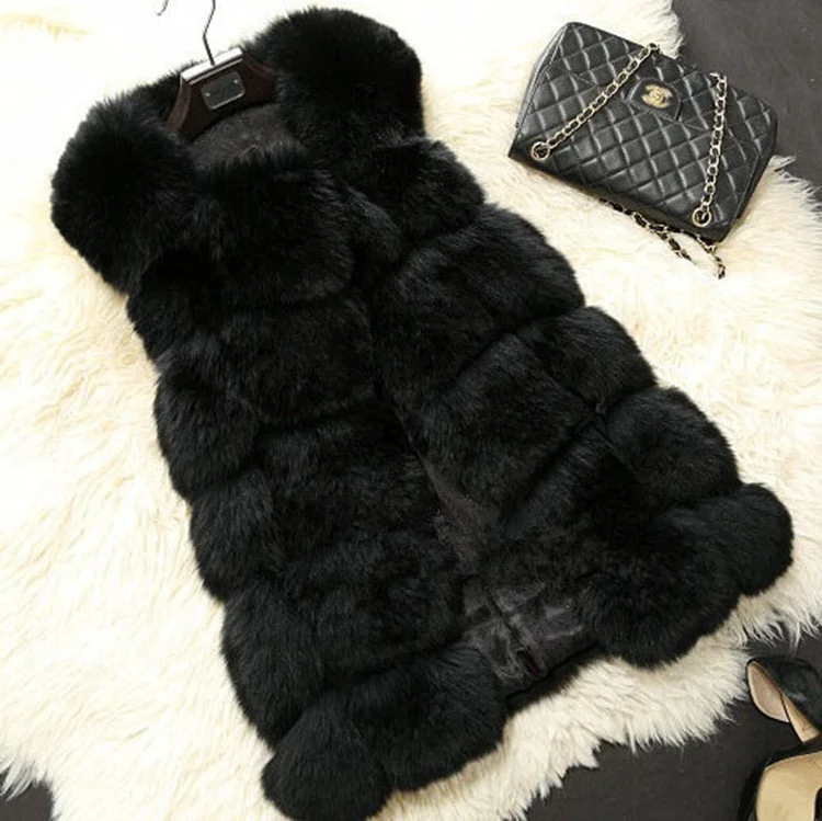 Hot Selling Lady Faux Fur Winter Vest Quality Soft Fox Fur Waist Coat