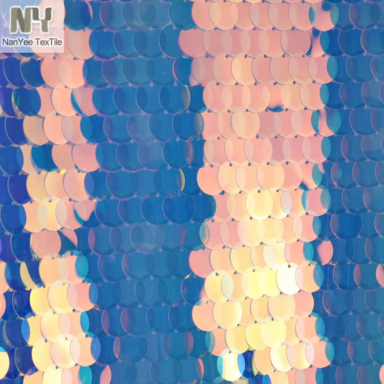 Nanyee Textile High Density Big Dot Blue Pink Iridescent Sequin For Costume