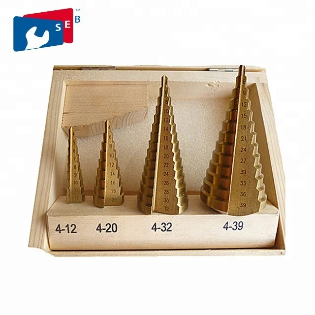 4pcs/set Straight Flute HSS Step Drill Bit For Metal